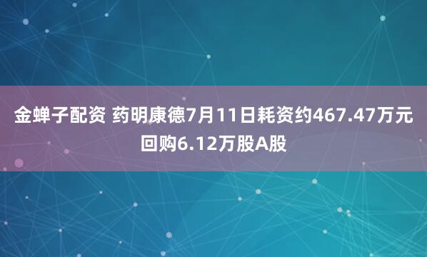 金蝉子配资 药明康德7月11日耗资约467.47万元回购6.12万股A股