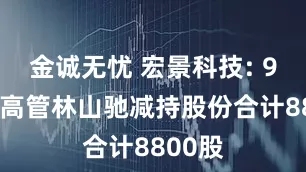 金诚无忧 宏景科技: 9月5日高管林山驰减持股份合计8800股